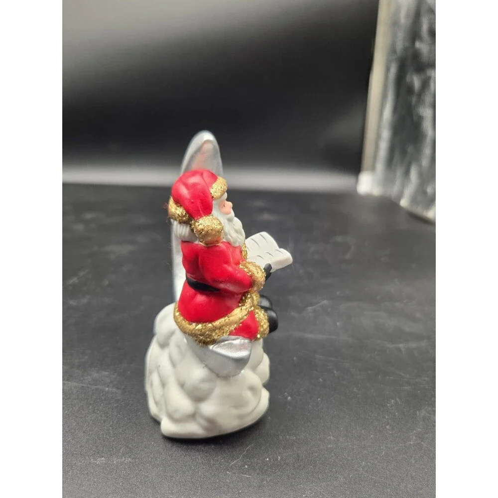 Santa On Crescent Moon Reading A Book Christmas Decor